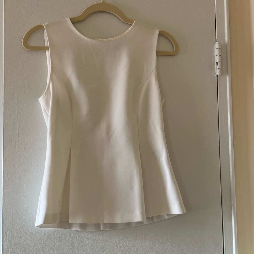 Diane Von Furstenberg Cream Sleeveless Peplum Shell Top